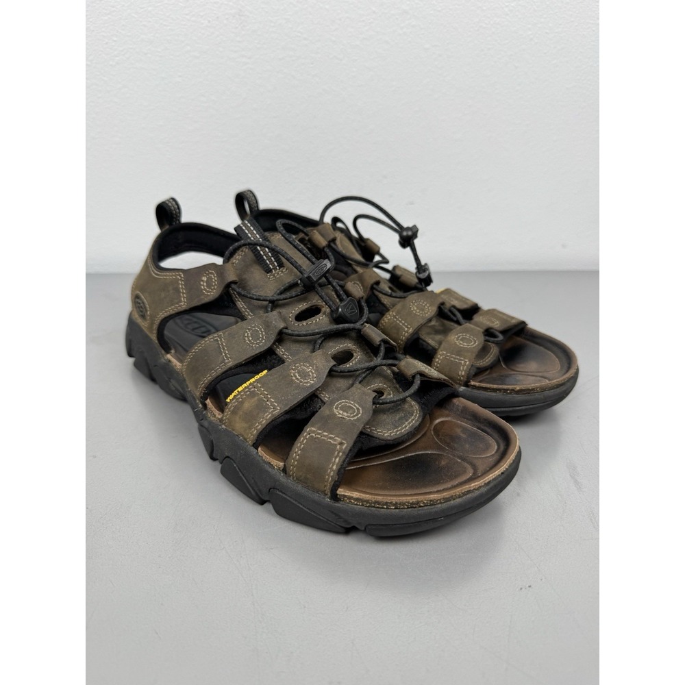 KEEN Daytona II Sandal Mens 11 Bison Brown Leather Hiking Fishing Bungee Lace